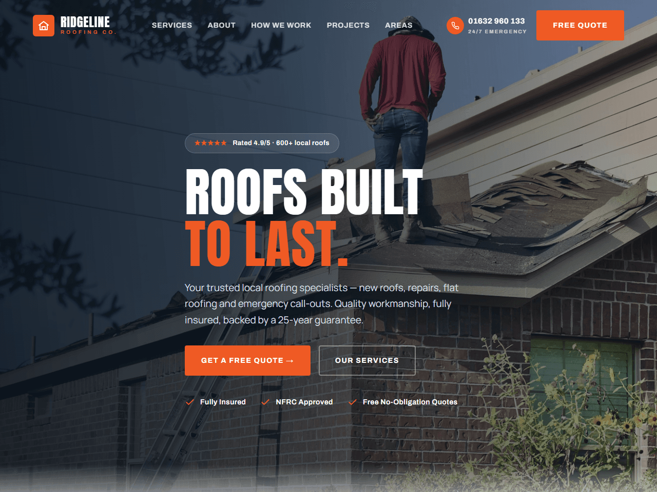 Ridgeline Roofing website